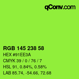 Color code: RGB 145 238 58 | qconv.com