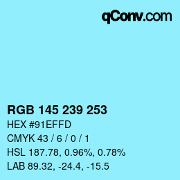 Código de color: RGB 145 239 253 | qconv.com