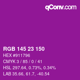 カラーコード: RGB 145 23 150 | qconv.com