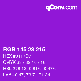 Color code: RGB 145 23 215 | qconv.com