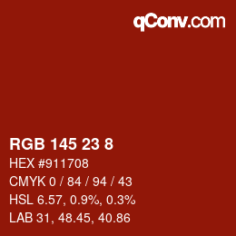 Color code: RGB 145 23 8 | qconv.com
