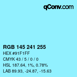 Color code: RGB 145 241 255 | qconv.com