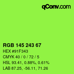 Color code: RGB 145 243 67 | qconv.com