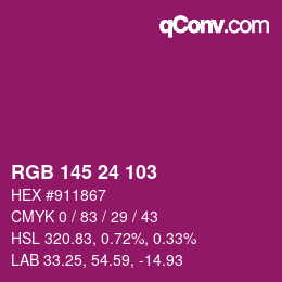 カラーコード: RGB 145 24 103 | qconv.com