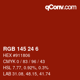 Color code: RGB 145 24 6 | qconv.com
