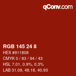 Color code: RGB 145 24 8 | qconv.com