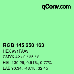 Color code: RGB 145 250 163 | qconv.com