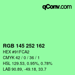 Color code: RGB 145 252 162 | qconv.com