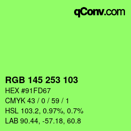 Color code: RGB 145 253 103 | qconv.com