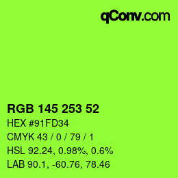 Color code: RGB 145 253 52 | qconv.com