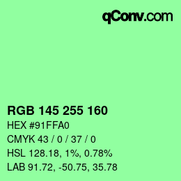 Color code: RGB 145 255 160 | qconv.com