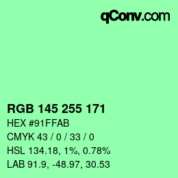 Color code: RGB 145 255 171 | qconv.com