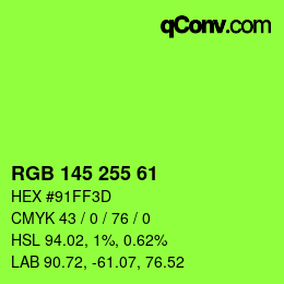 Color code: RGB 145 255 61 | qconv.com