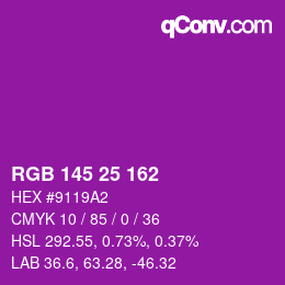 Color code: RGB 145 25 162 | qconv.com