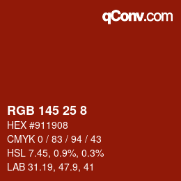 Color code: RGB 145 25 8 | qconv.com