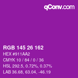 カラーコード: RGB 145 26 162 | qconv.com