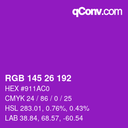 Color code: RGB 145 26 192 | qconv.com