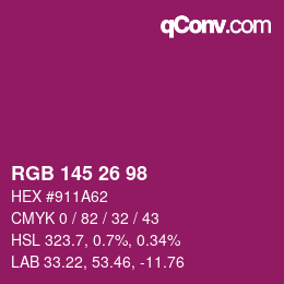 Color code: RGB 145 26 98 | qconv.com