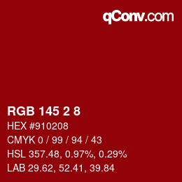 カラーコード: RGB 145 2 8 | qconv.com