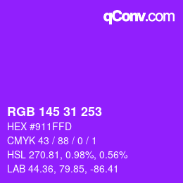 Color code: RGB 145 31 253 | qconv.com