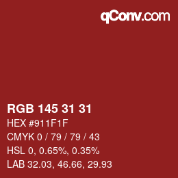 Color code: RGB 145 31 31 | qconv.com