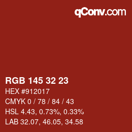 Color code: RGB 145 32 23 | qconv.com