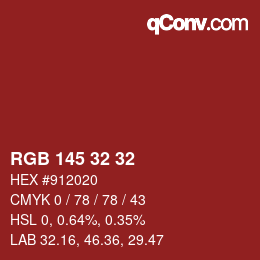 Color code: RGB 145 32 32 | qconv.com