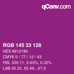 Color code: RGB 145 33 128 | qconv.com