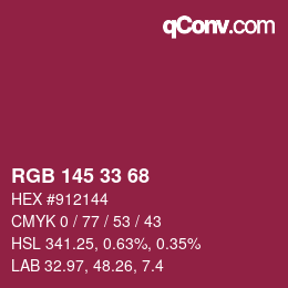 Color code: RGB 145 33 68 | qconv.com