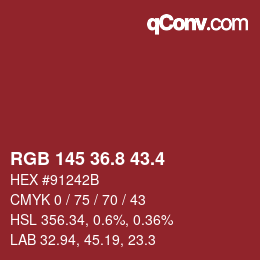 カラーコード: RGB 145 36.8 43.4 | qconv.com