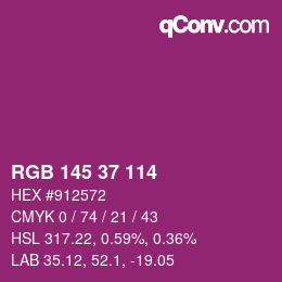 カラーコード: RGB 145 37 114 | qconv.com