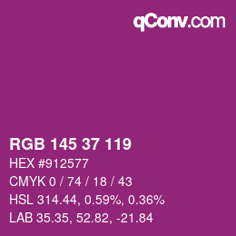 カラーコード: RGB 145 37 119 | qconv.com