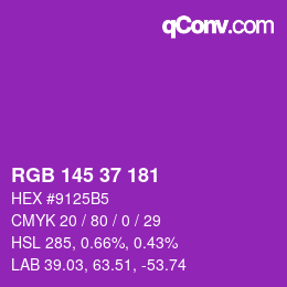 Color code: RGB 145 37 181 | qconv.com