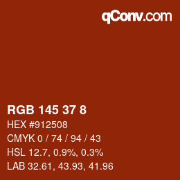 颜色代码: RGB 145 37 8 | qconv.com