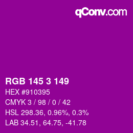 Color code: RGB 145 3 149 | qconv.com