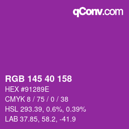 カラーコード: RGB 145 40 158 | qconv.com