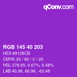 カラーコード: RGB 145 40 203 | qconv.com