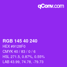 颜色代码: RGB 145 40 240 | qconv.com