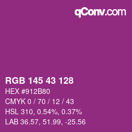 カラーコード: RGB 145 43 128 | qconv.com
