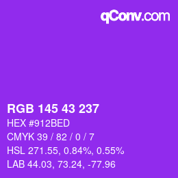 Color code: RGB 145 43 237 | qconv.com