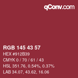 Color code: RGB 145 43 57 | qconv.com