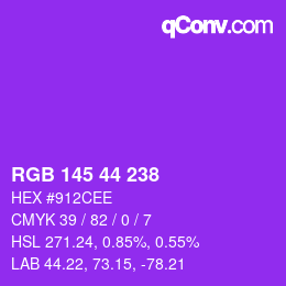 Code couleur: RGB 145 44 238 | qconv.com