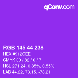 Code couleur: RGB 145 44 238 | qconv.com