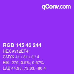 Color code: RGB 145 46 244 | qconv.com