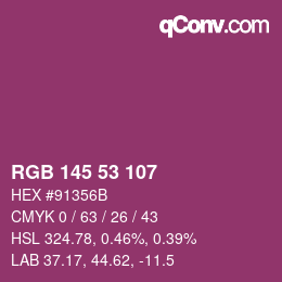 カラーコード: RGB 145 53 107 | qconv.com