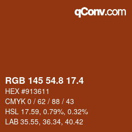 カラーコード: RGB 145 54.8 17.4 | qconv.com