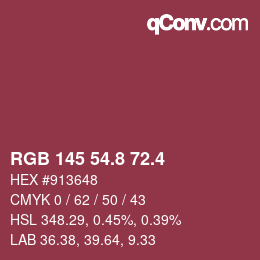 カラーコード: RGB 145 54.8 72.4 | qconv.com