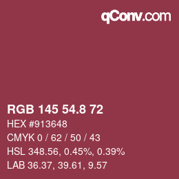 Color code: RGB 145 54.8 72 | qconv.com