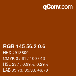 カラーコード: RGB 145 56.2 0.6 | qconv.com