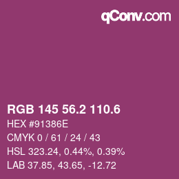 カラーコード: RGB 145 56.2 110.6 | qconv.com